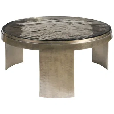 Universal Furniture Modern Nuvola 38" Round Zinc Cast Aluminum Base Cocktail Table In Gold