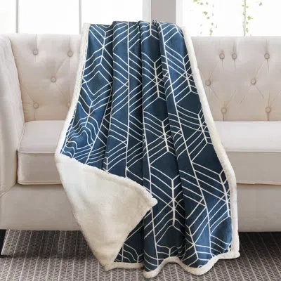 Universal Home Fashions Esme Sherpa Throw In Navy