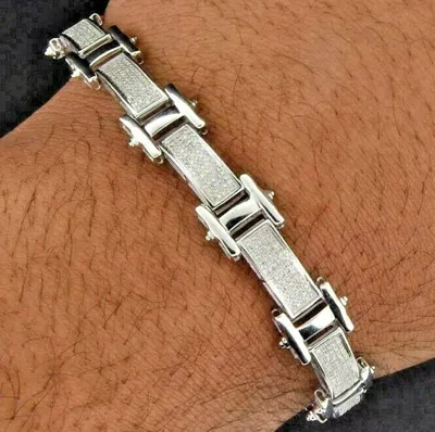 Pre-owned Universal Jewels 3.5ct Cubic Zirconia Statement Tennis Bracelet Real 925 Silver In White
