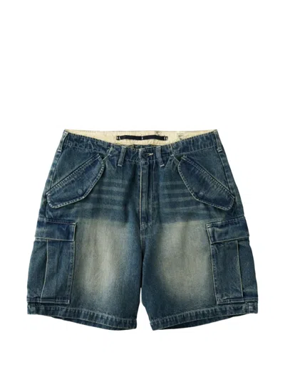 Universal Overall Faded-effect Cargo Shorts In Blue