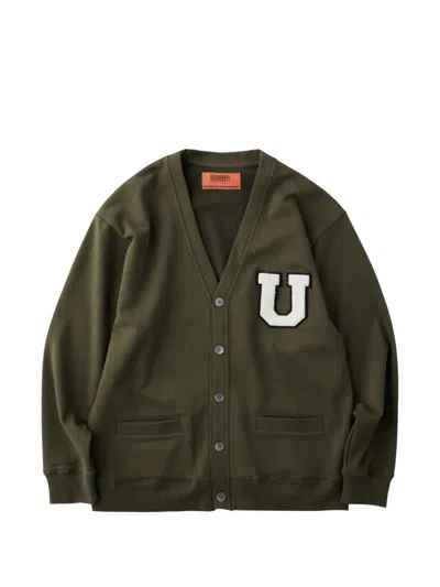 Universal Overall Logo-patch V-neck Cardigan In Green