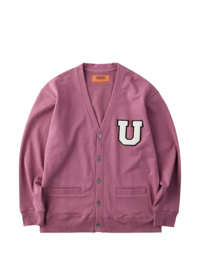 Universal Overall Logo-patch V-neck Cardigan In Pink