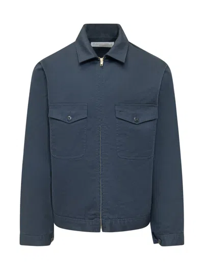 Universal Overall Mini Zip-up Jacket With Front Pockets In Blue