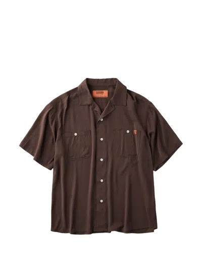 Universal Overall Open-collar Short-sleeve Shirt In Brown