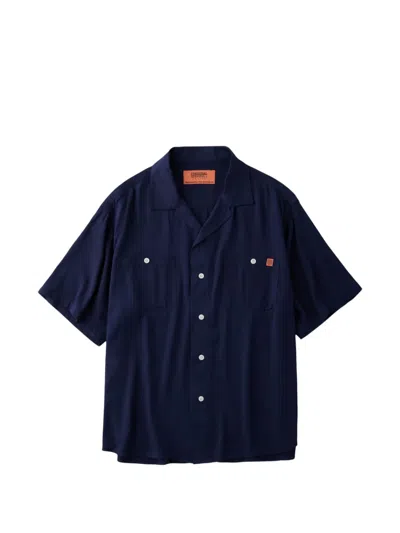 Universal Overall Open-collar Short-sleeved Shirt In Blue