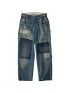 Universal Overall Patchwork Distressed Jeans In Blue