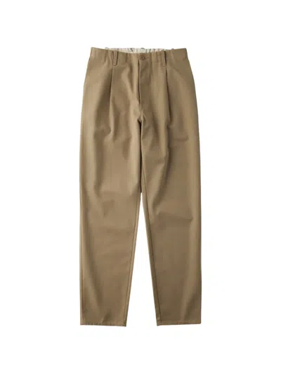 Universal Overall Tapered Pleated Trousers In Brown