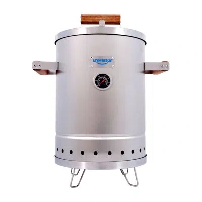 Universal Stainless Steel Small 6-pound Charcoal Barrel Smoker With Thermometer, Grill & Smoker