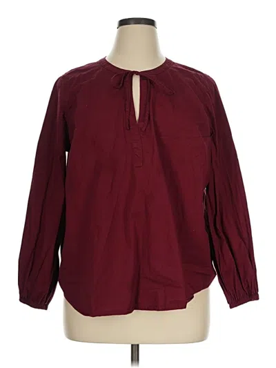Pre-owned Universal Standard 3/4 Sleeve Blouse In Burgundy