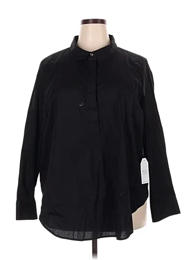 Universal Standard 3/4 Sleeve Button Down Shirt In Black