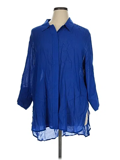 Pre-owned Universal Standard 3/4 Sleeve Button Down Shirt In Blue