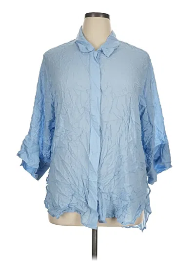 Pre-owned Universal Standard 3/4 Sleeve Button Down Shirt In Blue