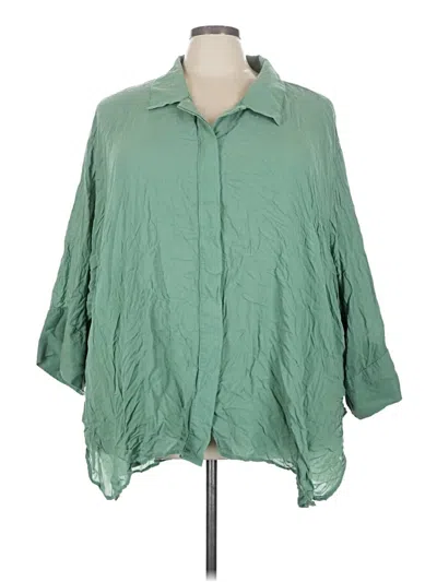 Pre-owned Universal Standard 3/4 Sleeve Button Down Shirt In Green