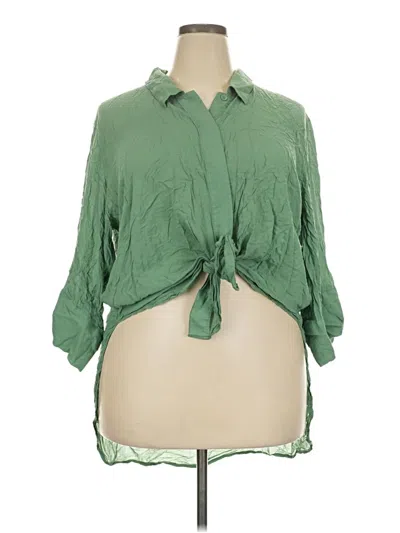Pre-owned Universal Standard 3/4 Sleeve Button Down Shirt In Green