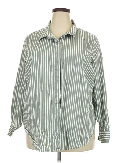 Pre-owned Universal Standard 3/4 Sleeve Button Down Shirt In Green