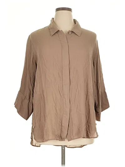 Pre-owned Universal Standard 3/4 Sleeve Button Down Shirt In Tan