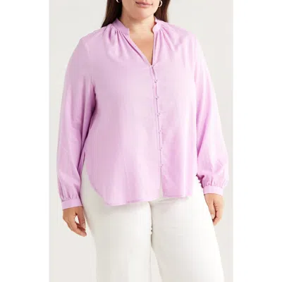 Universal Standard Aix Linen Blend Button-up Shirt In Lilac