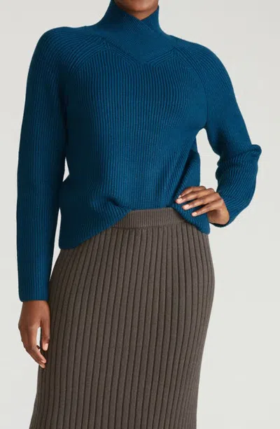 Universal Standard Arli Surplice Neck Sweater In Blue