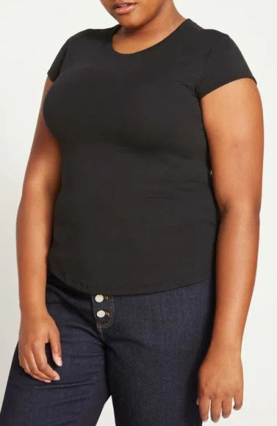 Universal Standard Ashley Cap Sleeve Cotton T-shirt In Black