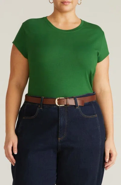 Universal Standard Ashley Cap Sleeve Cotton T-shirt In Green