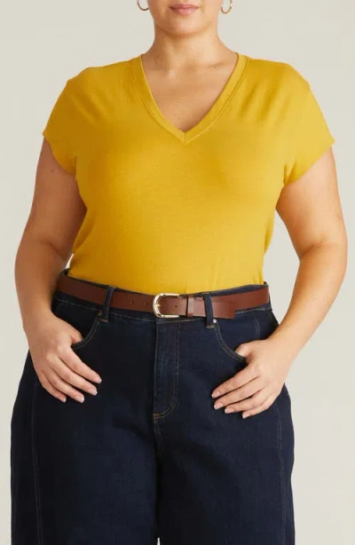 Universal Standard Ashley V-neck T-shirt In Yellow