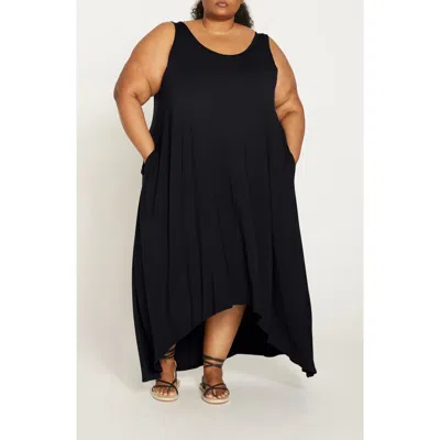 Universal Standard Athena Divine Sleeveless Jersey High-low Maxi Dress In Black
