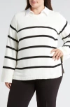 Universal Standard Bardot Stripe Cotton Sweater