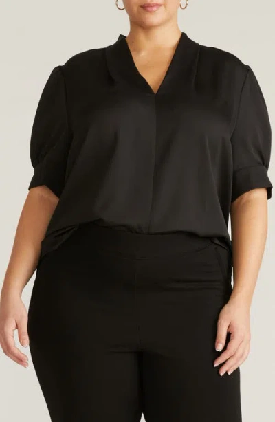 Universal Standard Beatrice Pebble Georgette Top In Black