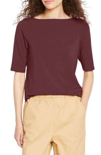 Universal Standard Bella Boatneck Stretch Pima Cotton Top In Brown