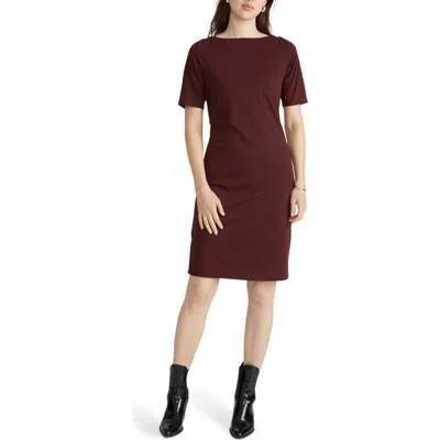 Universal Standard Belle Breton Stripe Cotton Jersey Dress In Burgundy
