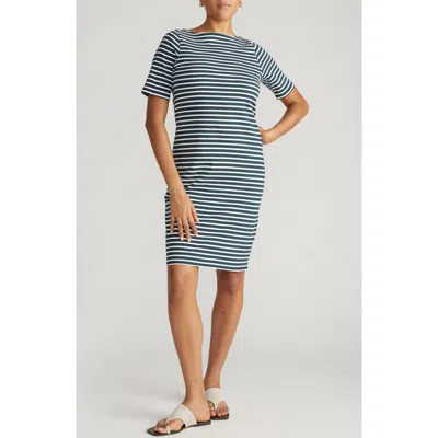 Universal Standard Belle Breton Stripe Cotton Jersey Dress In Deep Sea/white Stripe