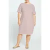 Universal Standard Belle Breton Stripe Cotton Jersey Dress In Ecru/burgundy Stripe