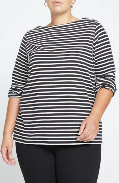 Universal Standard Belle Breton Stripe Top In Black