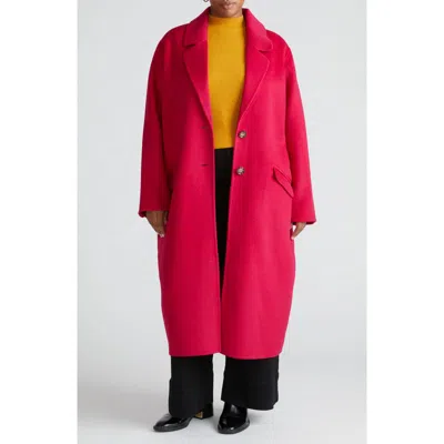Universal Standard Belted Wool Blend Double Face Long Coat In Cerise