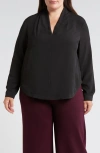 Universal Standard Better Than Crêpe De Chine V-neck Top In Black