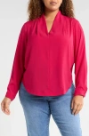 Universal Standard Better Than Crêpe De Chine V-neck Top In Cerise