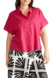 Universal Standard Boxy Linen Blend Shirt In Pink
