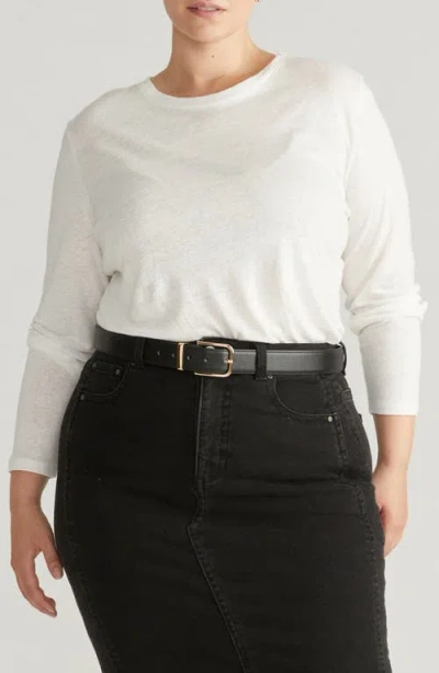 Universal Standard Breeze Long Sleeve Linen & Modal T-shirt In White