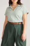 Universal Standard Breton Stripe Polo Shirt In Green