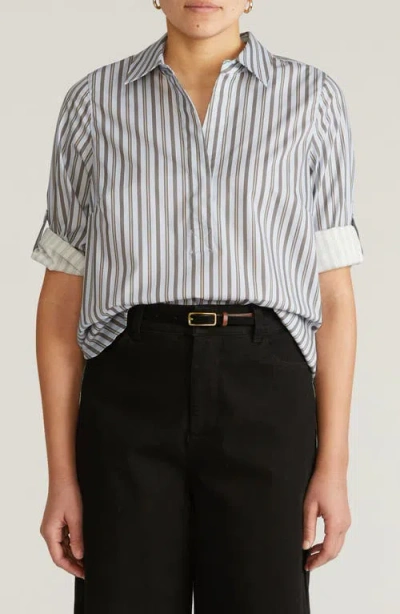 Universal Standard Button-back Popover Shirt In Multi