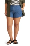 Universal Standard Capri Cotton Chambray Shorts In Blue