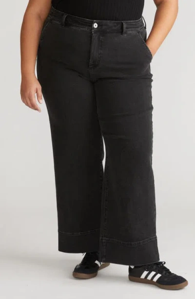 Universal Standard Carol High Waist Stretch Wide Leg Jeans In Black