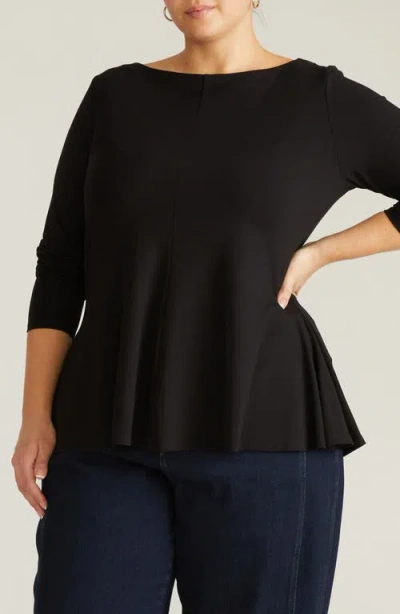 Universal Standard Cassandra Long Sleeve Jersey Top In Black