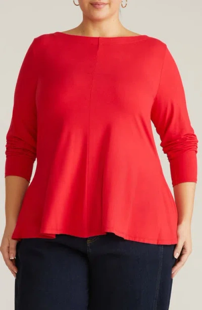 Universal Standard Cassandra Long Sleeve Jersey Top In Red