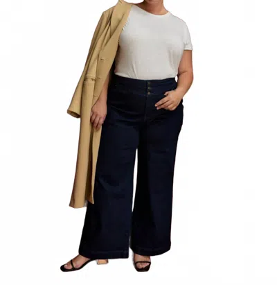 Universal Standard Charlie High Rise Sailor Jeans In Dark Indigo In Black