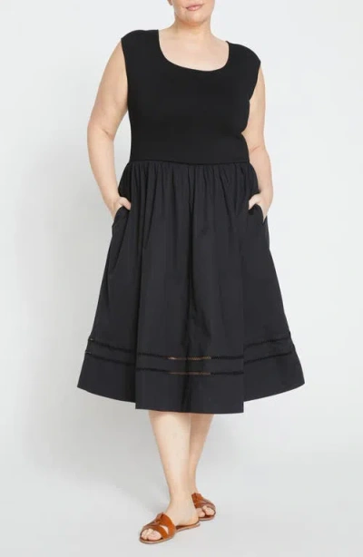 Universal Standard Chloe Mixed Media A-line Dress In Black