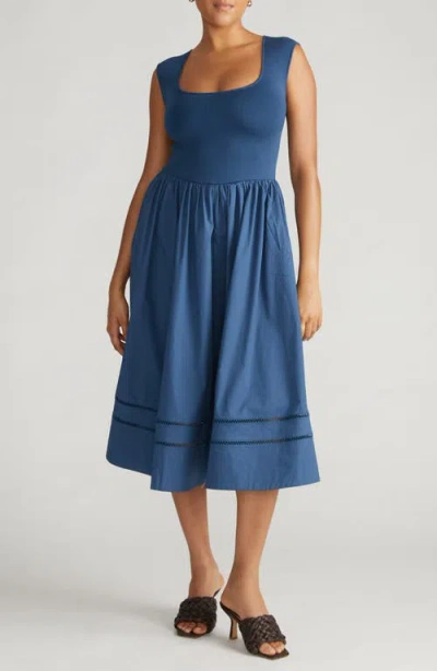 Universal Standard Chloe Mixed Media A-line Dress In Bleu Scolaire