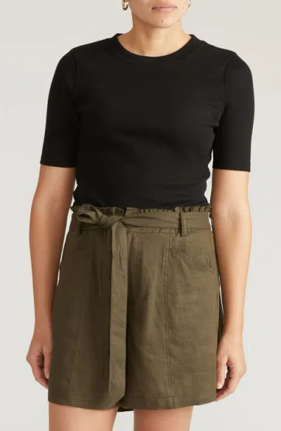 Universal Standard Classic Rib Short Sleeve Top In Black