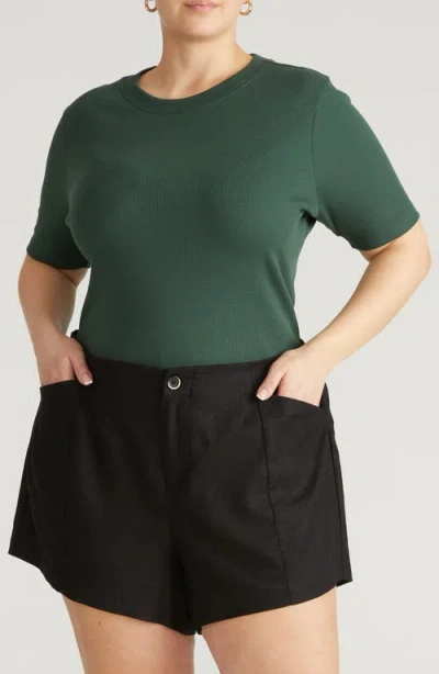 Universal Standard Classic Rib Short Sleeve Top In Green