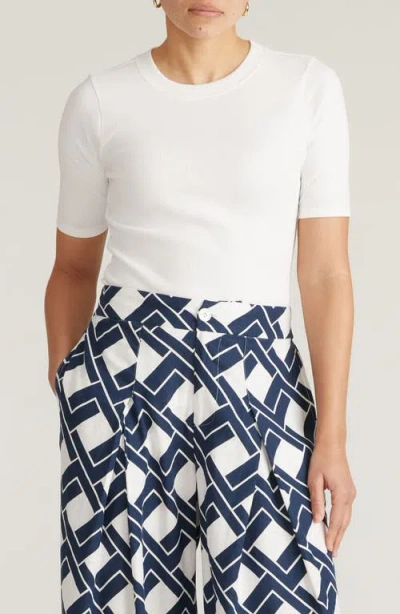 Universal Standard Classic Rib Short Sleeve Top In White